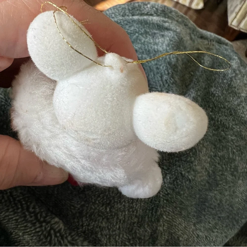 Vintage 1980’s Avon Flocked Peek A Boo Mouse Christmas Tree Ornament‎ Fuzzy